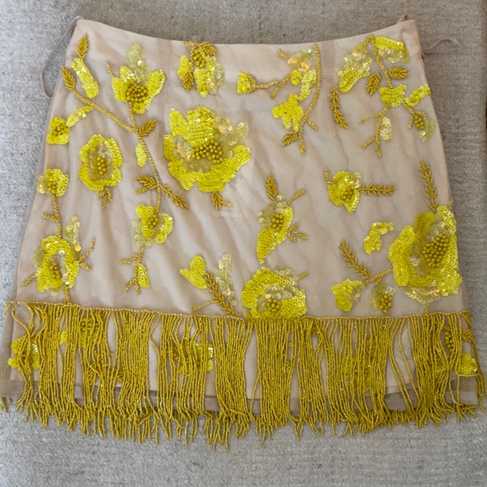 Yellow Skirt sequin and bead details